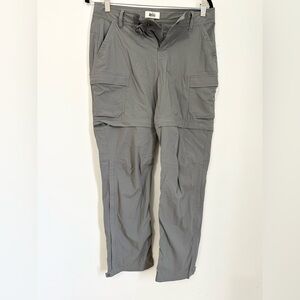 REI Convertible Pants Gray Size 2 petite Zip Pockets Snaps Trail Hiking